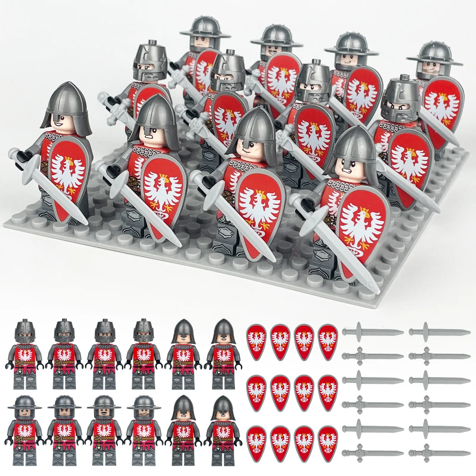 280 verschiedene mittelalterliche Ritter, römische Legion, Mini-Figuren-Bausteine, Lernspielzeug für Kinder, kleine Geschenke – Detail 33