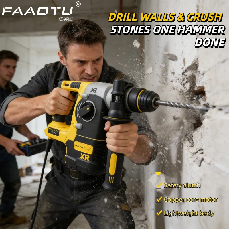 FAAOTU New  MAX SDS PLUS L Rotary Hammer Drill Brushless Cordless Impact Hammers Tool Suitable for Dewalt batteries NO battery