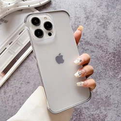 Ultra thin borderless clear matte phone case for iPhone 15 14 13 12 Pro Max Titanium gray heat dissipation shockproof hard cover