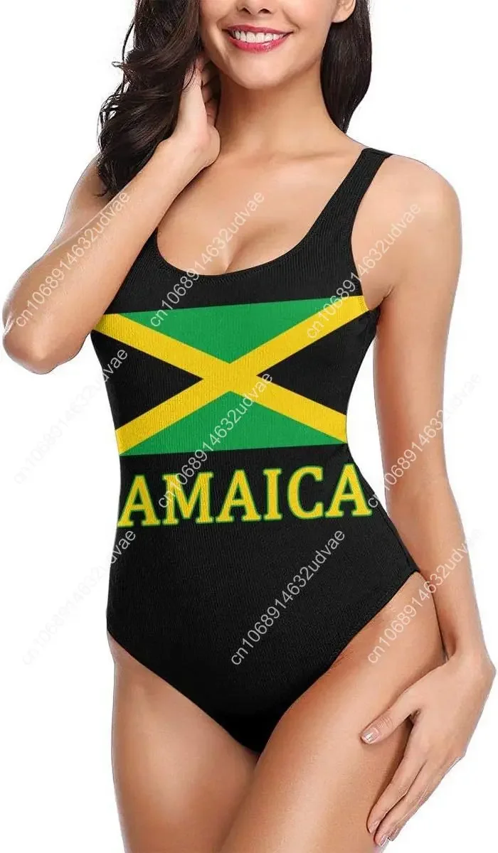 

Jamaican Flag Women's One Piece Swimsuits Low Back Bathing Suit Bikini Stylish Confident and Comfortable Swimwear