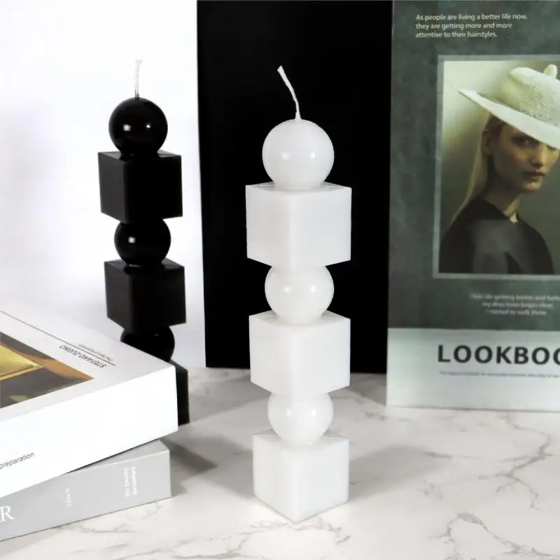 كرة مربعة مكدسة عمود قالب شمعة اكريليك ديي العفن اليدوية الروائح الجبس الأمريكية الحرف اليدوية ديي أداة صنع الشموع #4