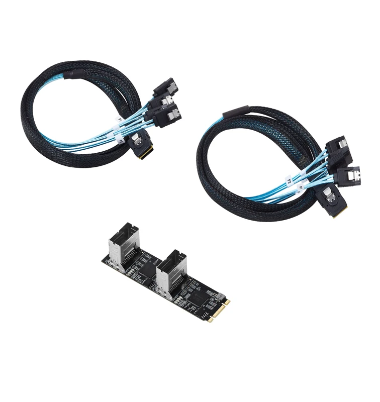 Imagem -05 - Nova M.2 para Sata Cartão Pci Express 3.0 m2 para Sata Multiplicador Adaptador Portas Sata 6gbps Controladores b Mais m Chave com Mini Sas Cabo