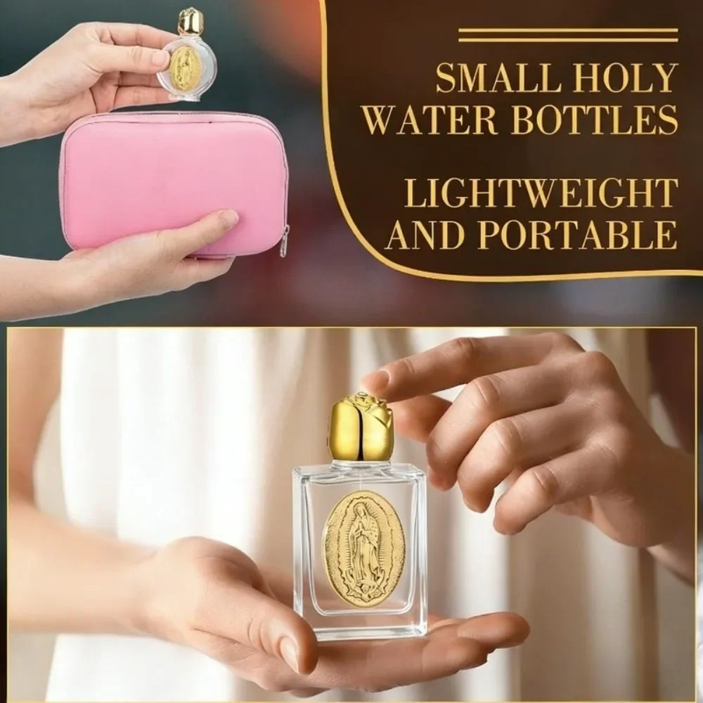 6/12/20/40 Stück Heilige Wasserflasche „Unsere Liebe Frau von Guadalupe“, katholischer Glasbehälter für die Jungfrau Maria mit roségoldenem Verschluss, religiöses Geschenk – Detail 3