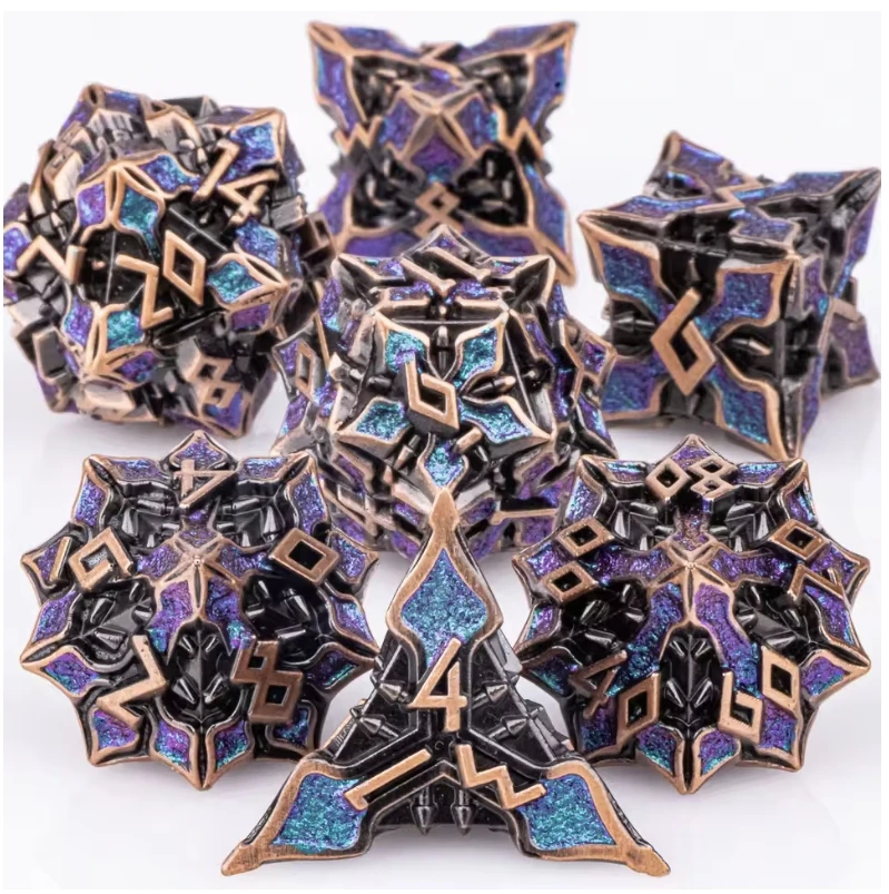 7 قطعة DND مجموعة نرد معدنية MTR نرد متعدد السطوح للزنزانات والتنينات لعب الأدوار ألعاب D & D مجموعة نرد Dnd الهدايا