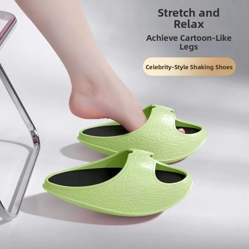 1 Pair Women's Body-shaping Slippers Rocking Ankle Calf Stretching Sandals Thick Sole Wedge Platform Rocking Slipper