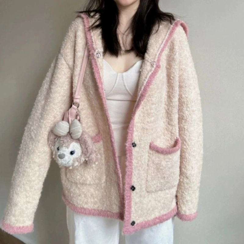 

Navy Collar Gentle Style Knitted Cardigan Sweater Jacket Women's Autumn and Winter Long Sleeved Top
