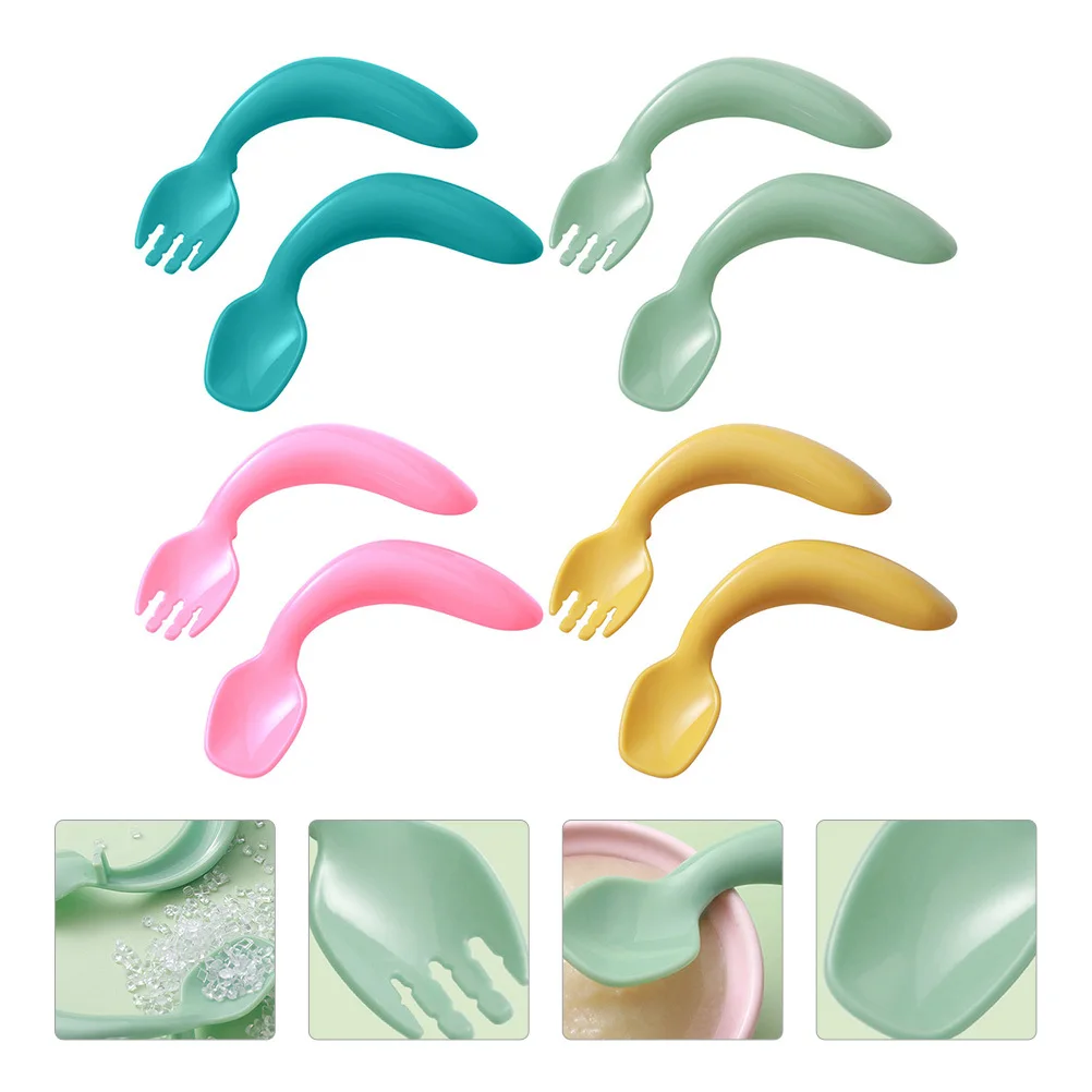 1 مجموعة انحناء الطفل شوكة ملعقة المدمجة طفل أدوات المائدة دائم آمنة المحمولة انحناء الطفل شوكة ملعقة أدوات المائدة الاطفال #4