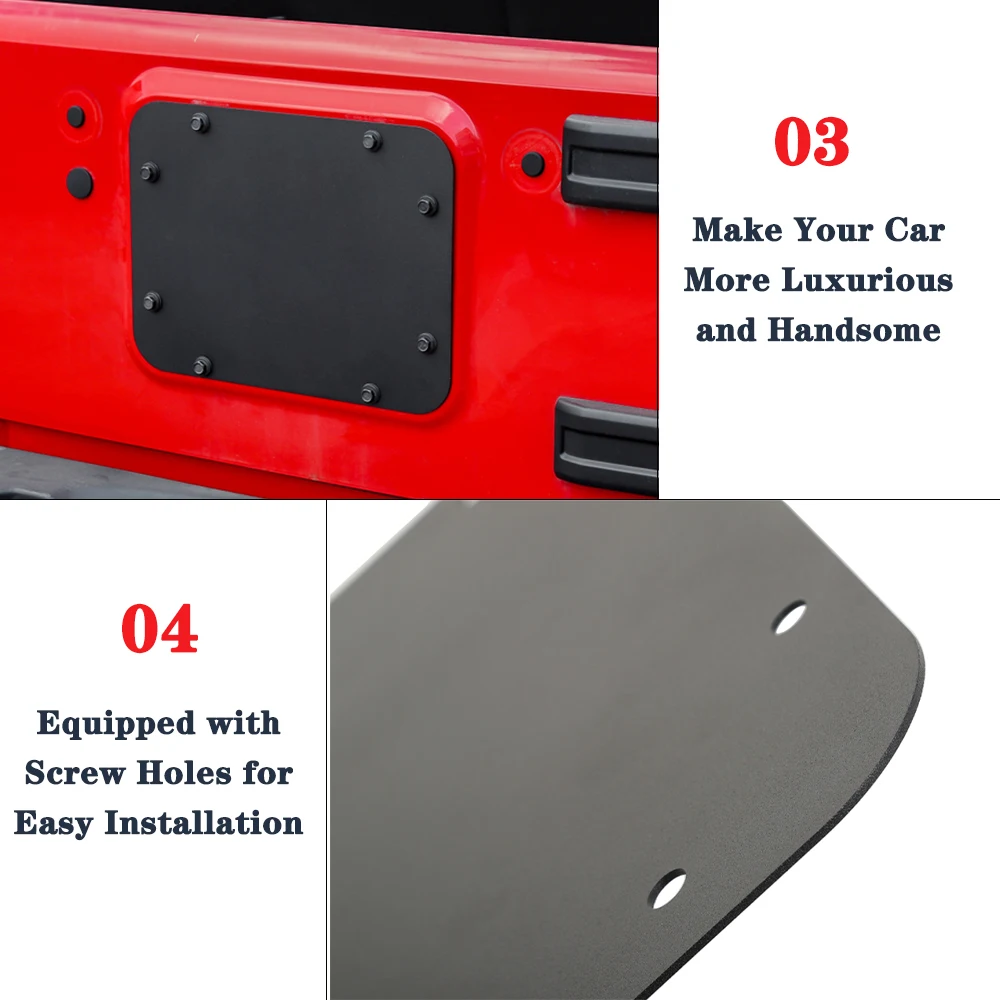 Car Spare Tire Carrier Delete Filler Plate Cover Tailgate Plug Rubber for Jeep Wrangler JK 2007-2017 2/4-Door Exterior Accessory