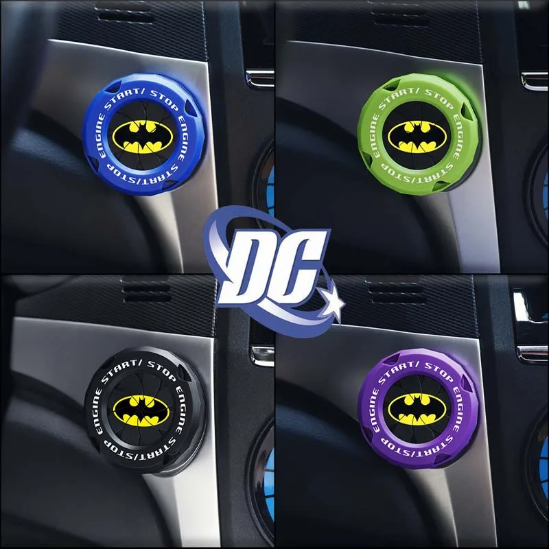 DC Comics Batman Car One-Click Engine Start Switch Button Protective Cover Decoration Sticker Car Interior Accessories Universal