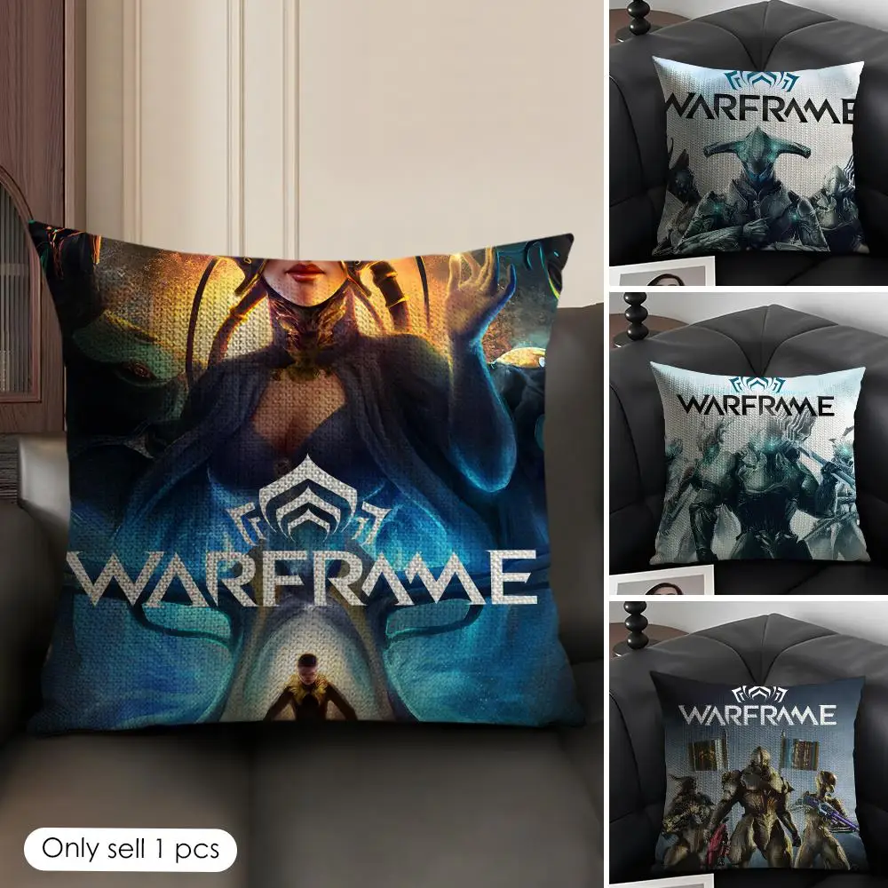Video Game W-Warframe Cushion Cover Organic Linen Square Pillow Case Durable Non-Allergenic And Kind To Skin