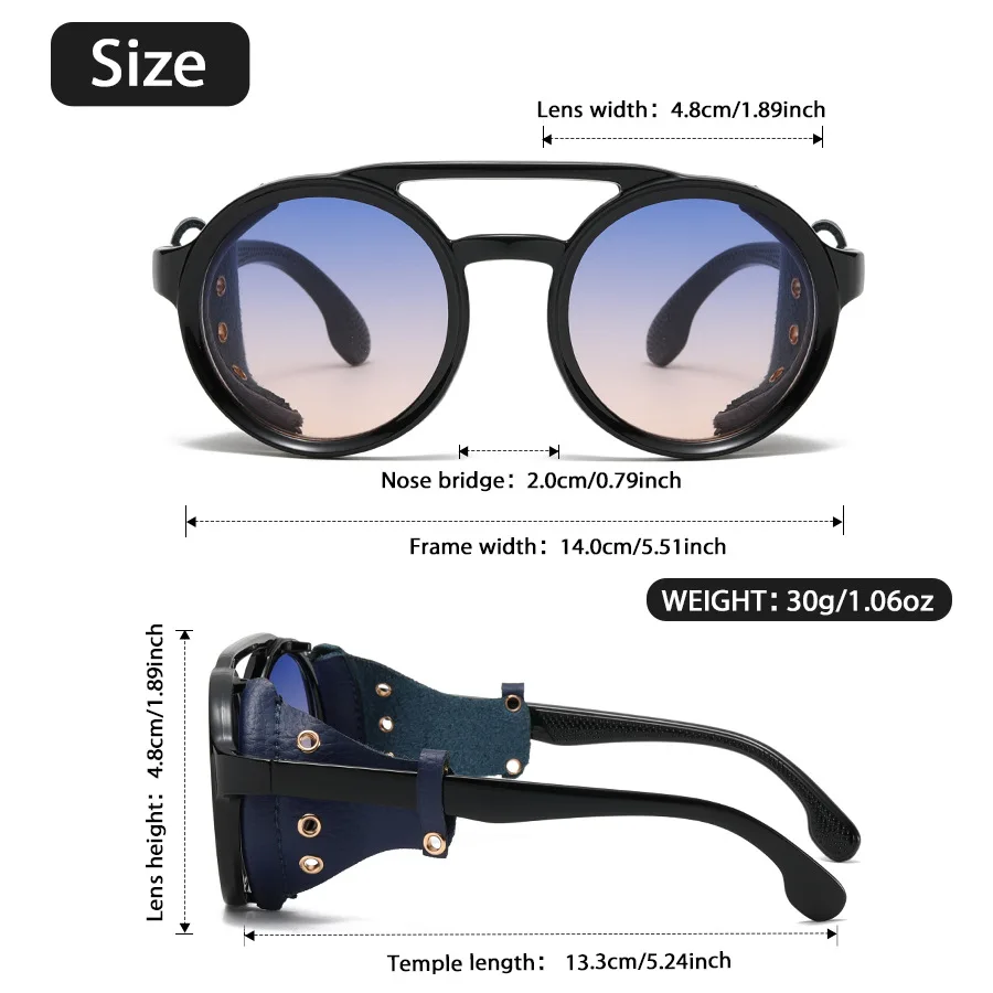 الرجعية النظارات الشمسية الرجال النساء الجلود نظارات دائرية خمر نظارات مكافحة الرياح في الهواء الطلق الرياضة نظارات شمسية UV400 #6