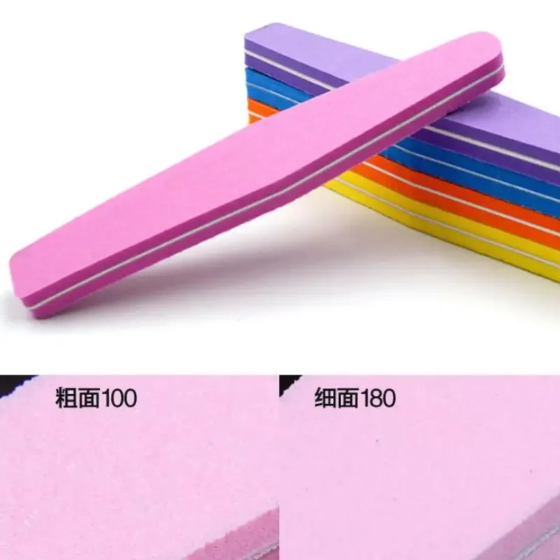 

10pcs Double Side NailFile Trimmer Angle Nail File 100/180 Nail Buffer Tools Buffing Washable Sponge