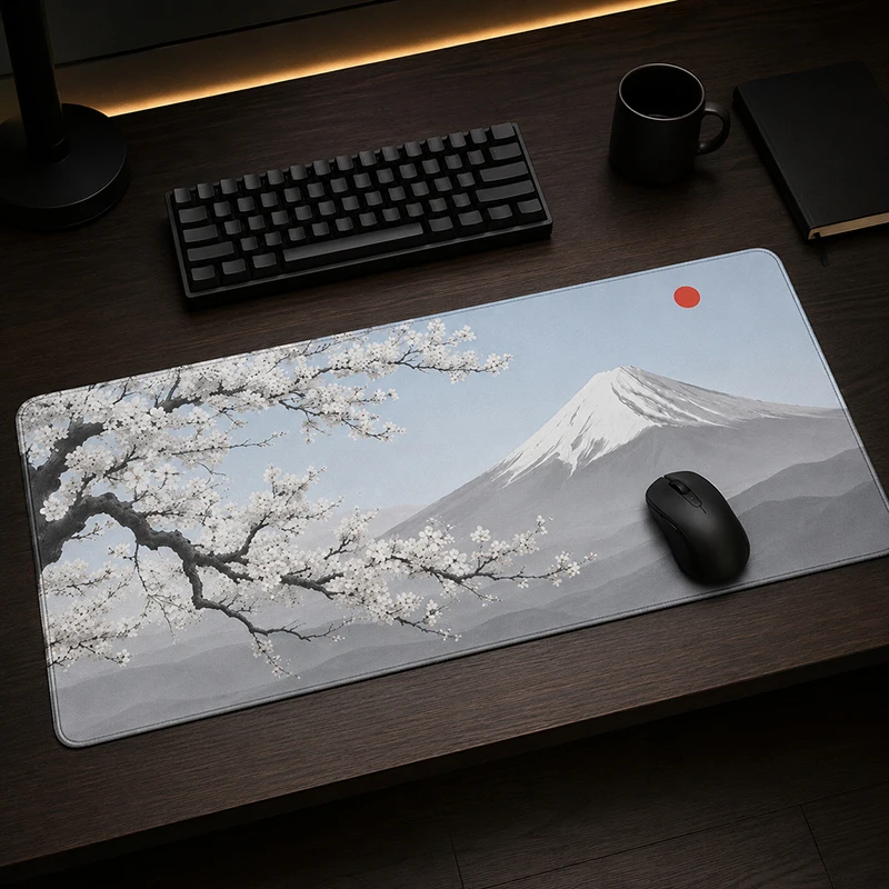 Mouse Pad Minimal Sakura Mount Fuji Gamer printon demand Large Mousepad XXL keyboard pad Soft Carpet Table Mat Mice Pad