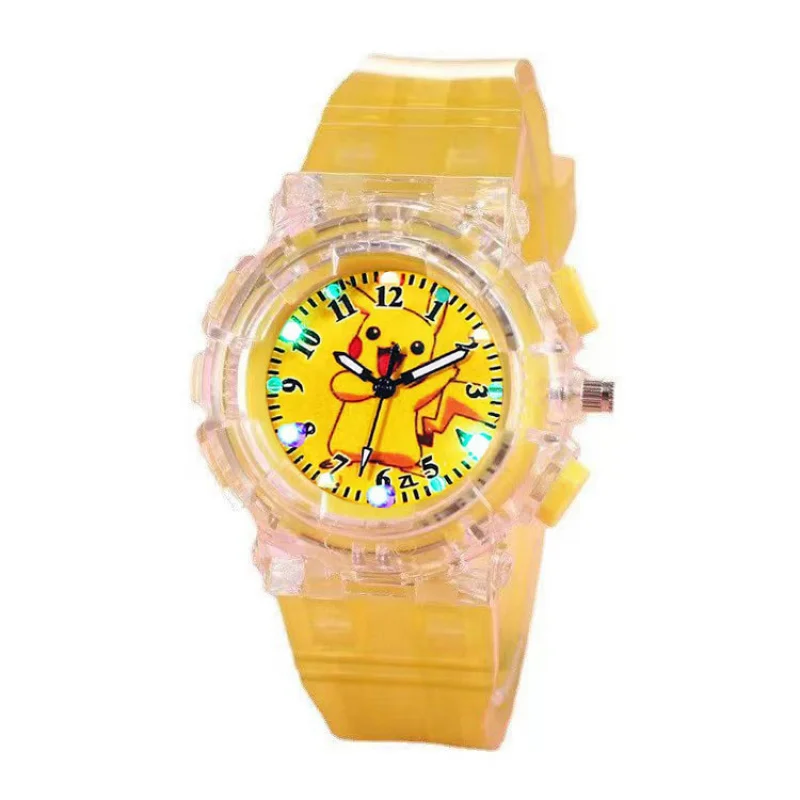 Pokemon Pikachu Watches Children Silicone Strap Colorful Light Kids Watch Student Quartz Clock 3D Cartoon Cute Quartz Clock Gift