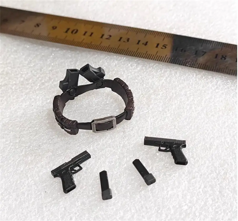 

1/12 Bigaddict TARGET 001 Male Killer Black Waist Belt with 2 Second Weapons Belt Toys Model Not Real For 6" Doll Figure Collect