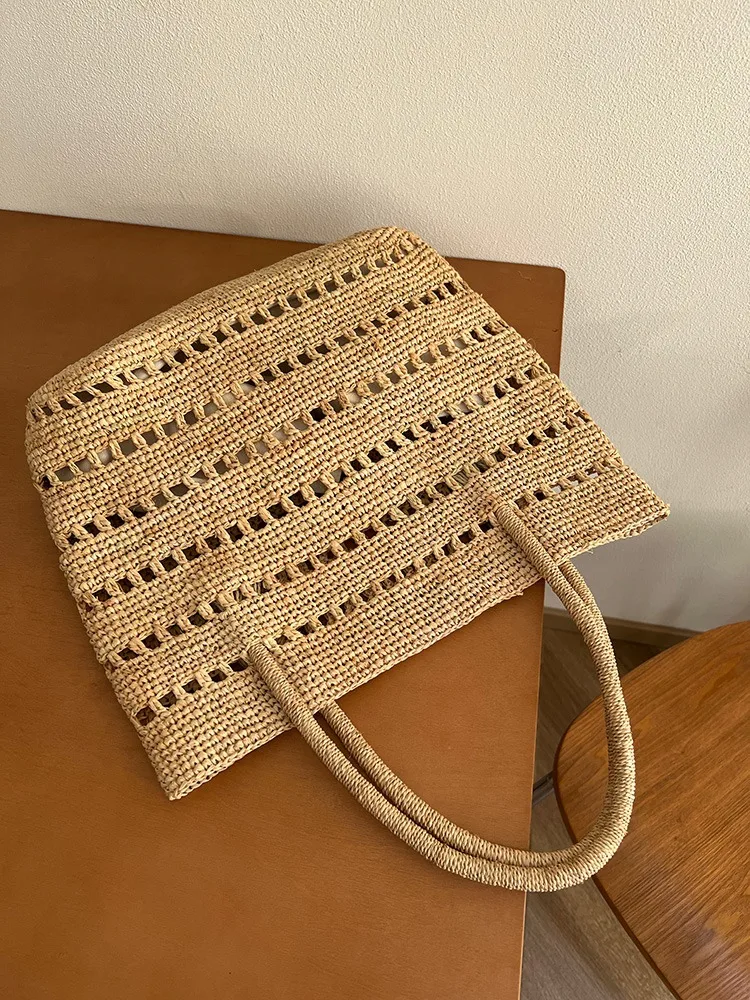 Straw Handmade Woven Bag for Women - Handmade Raffia Woven Tote Handbag,  hollow-out Beach Purse for Vacation Holiday