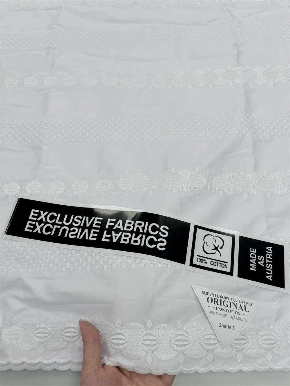 

White Nigerian 100% Cotton Polish Smooth Embroidery Fabric High Quality Swiss Voile Lace Material For Men Dubai Style 5Ya M465-1
