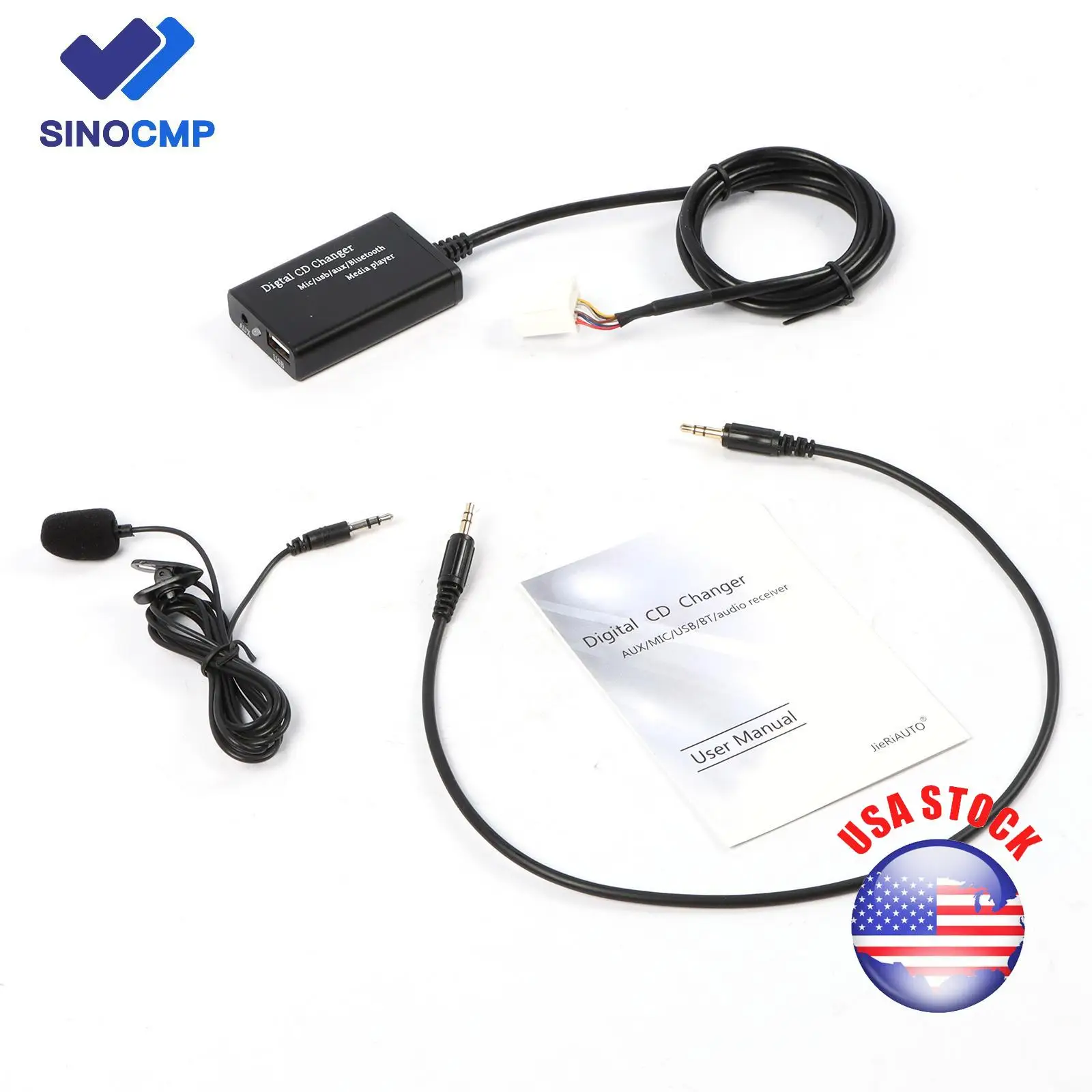 

SINOCMP Plug And Play Bluetooth Car Adapter With Hands-Free Call USB AUX Support And Easy Installation For Multiple Toyota