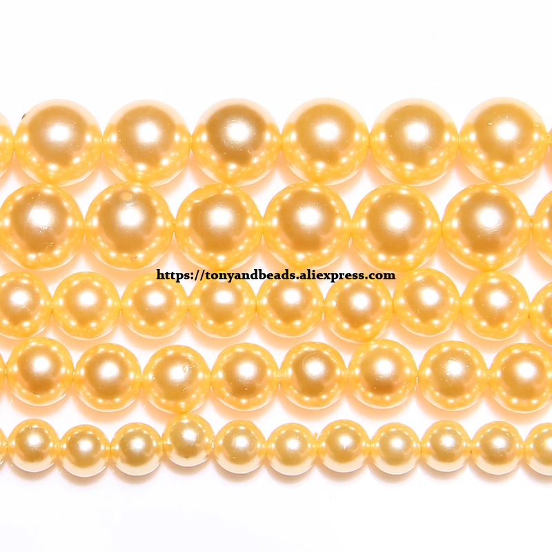 Color dyed Gold Coloren Australian South Sea Pearl Powder Round Loose Beads 4 6 8 10 12MM Pick Size for Jewelry Making