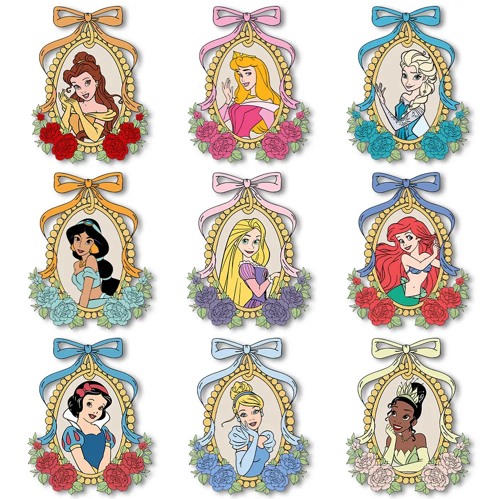 

Princesses Rapunzel Elsa Mermaid Belle Iron on Decals Heat Transfer Stickers for Tshirts DIY Patches on Clothes