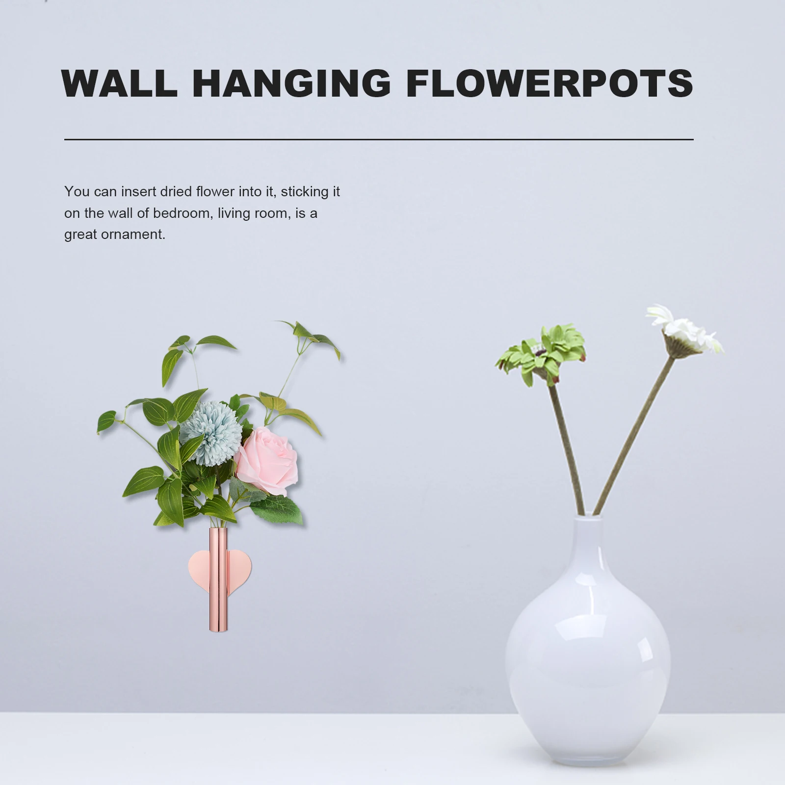 

2pcs Mounted Metal Vase Flower Tube For Dried Flowers Home Decor Wall Hanging Flower Holder Wall Mounted Mini
