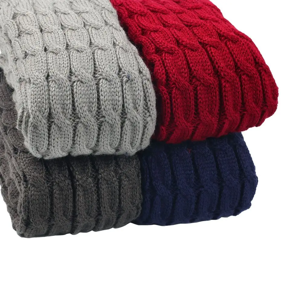 Calentadores de piernas tejidos para mujer, calcetines para botas de invierno de doble capa con patrón torcido, cubiertas para pies con forro polar grueso y cálido, calentador de tobillo