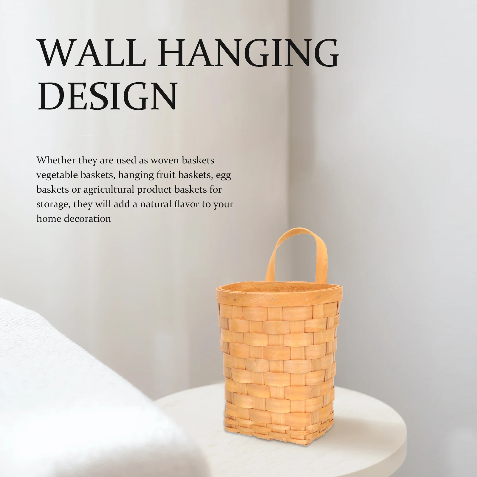 

Storage Basket Woven Hanging Baskets with Handle Hyacinth for Door Shelf Organizer Bin