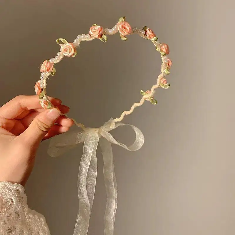 Koreanisches handgefertigtes Vollperlen-Stirnband, eleganter, süßer, einfacher Haarreif, modische Haaraccessoires für Damen, für Hochzeit, Alltag, Party, Geschenk – Detail 6