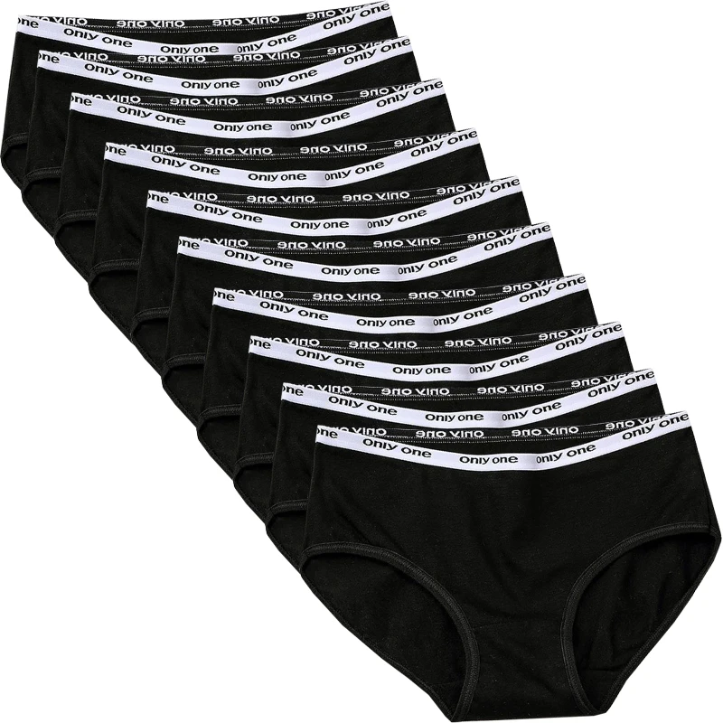 

10pcs Pure Cotton Mid Waist Briefs Womens Sexy Basic Type Panties Girls Comfort Underpants Female Sport Underwears Lady Pantys