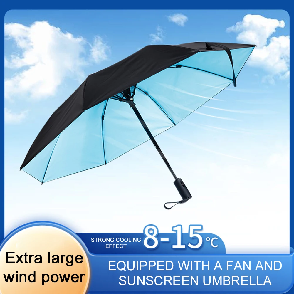 2 In 1 Sunscreen Umbrellas With Fan Easy Carrying Sun Umbrellas For Beach Outings