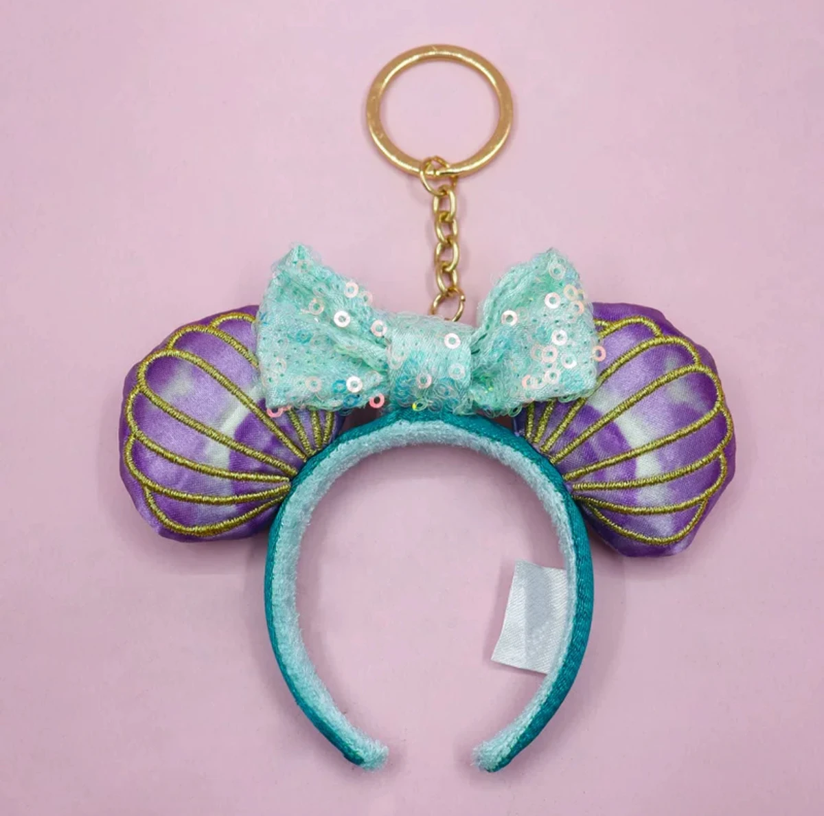 NEW Disney Princess Ariel The Little Mermaid Shell Minnie Ears Headband keychain