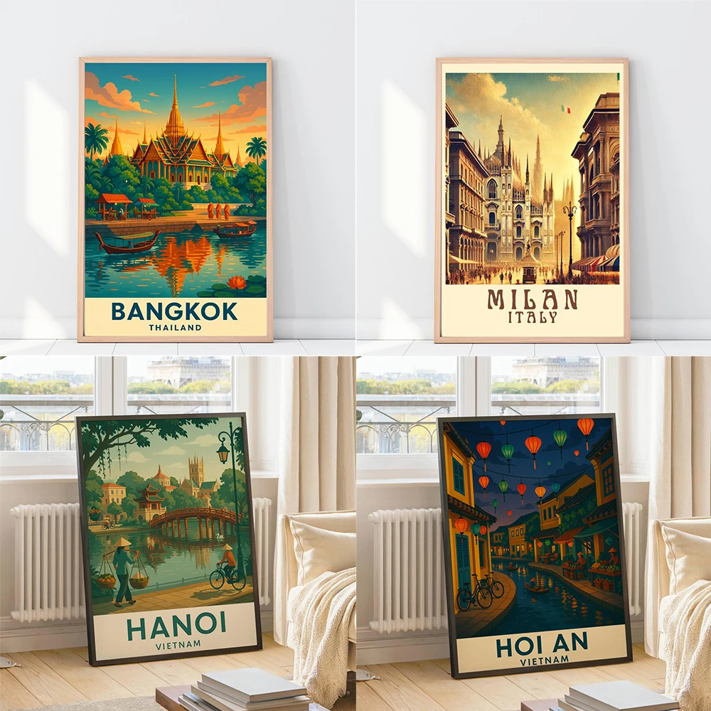 Bangkok Travel Poster Thailand Wall Art Bangkok Print Birthday Present Travel Print Milan Print Italy Travel Wall Art Decor