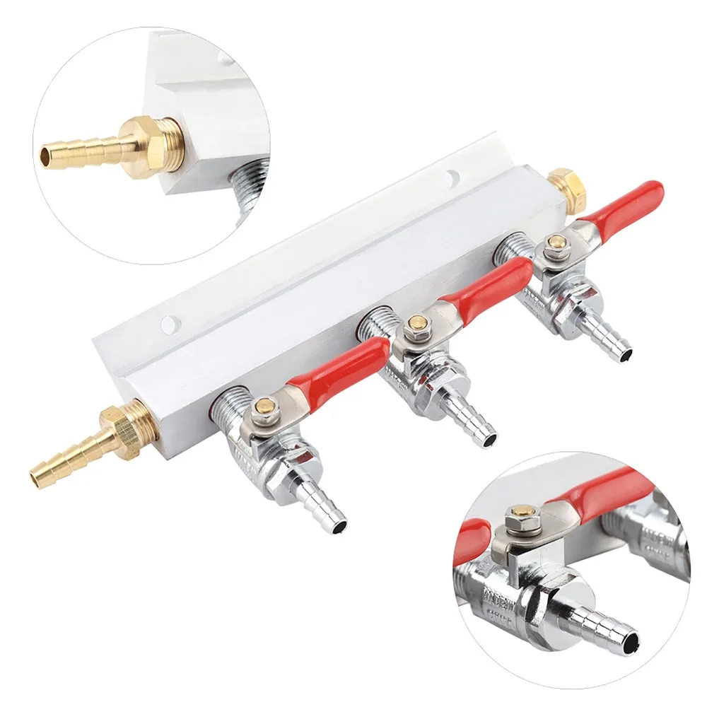 3 Way Beer Gas Distributor Integrated Check Valves Independent Shut Off Keg CO2 Splitter Beer Dispensing Manifold Beer Line