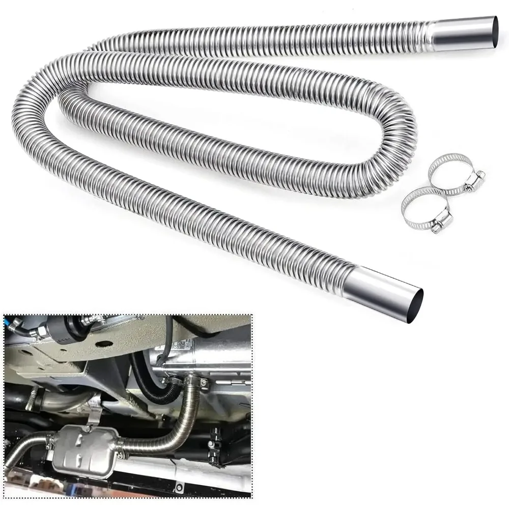 

78.7inch Universal Stainless Steel Exhaust Pipe 1inch ID Parking Air Heater Tank Diesel Gas Vent Hose Length for Car Truck
