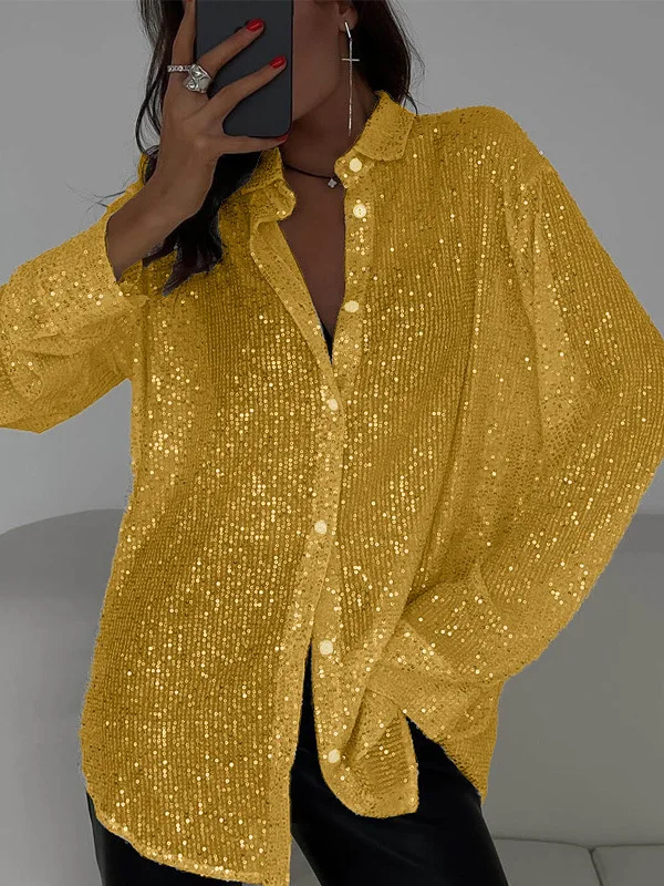 Długi kardigan z odkrytymi ramionami, z klapami, cekinami, damski, casualowy, luźny krój, poliester, lekki, letni, jednolity kolor.