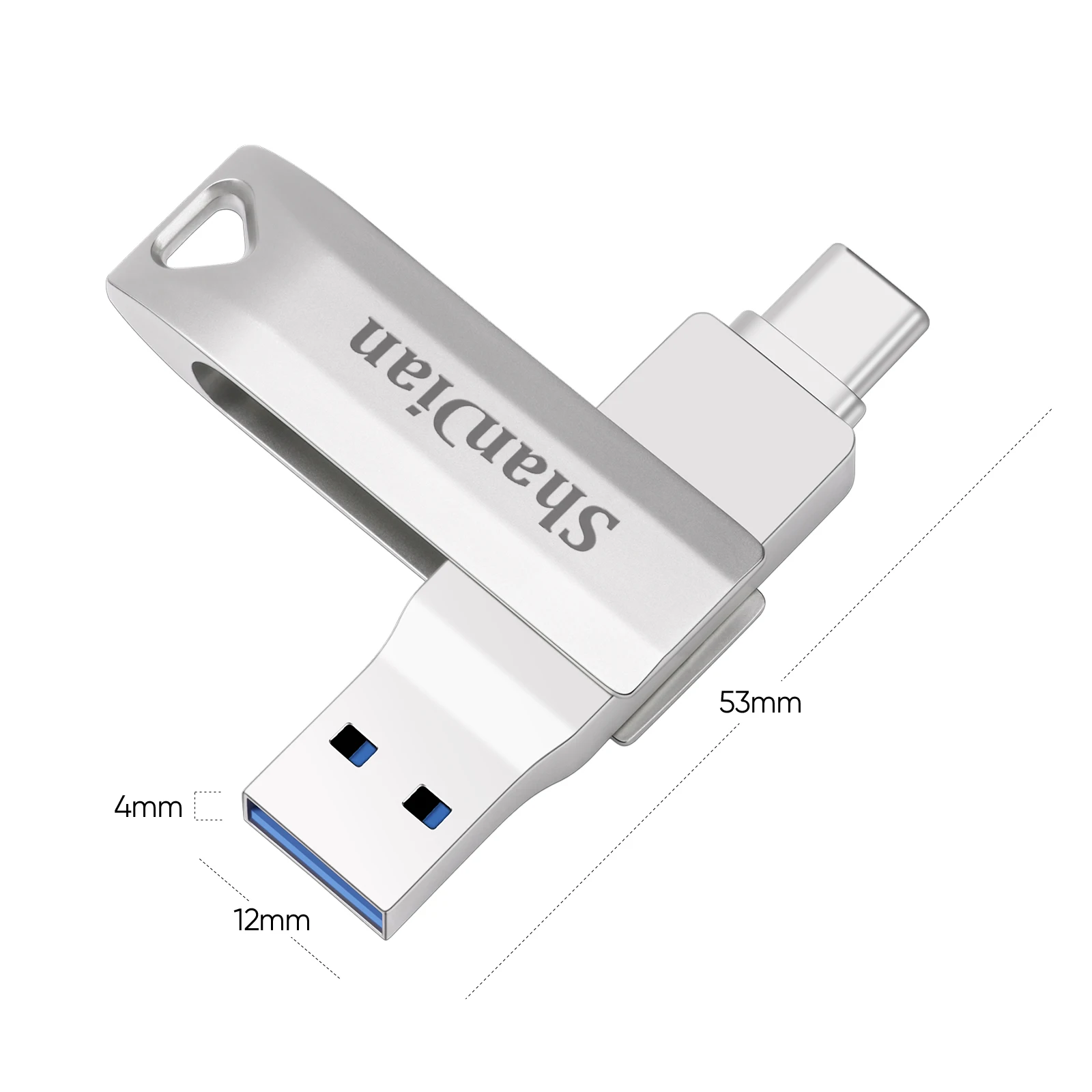 Logam U disk USB 3.0 2 in 1 TYPE C Rotasi Pen Drive USB Flash Drive 128GB 64GB Flashdisk USB Memory Stick 32GB hadiah Kreatif