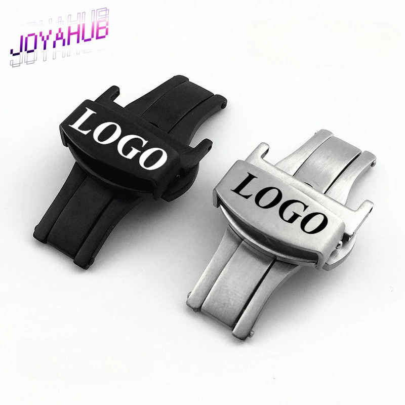 Modified Watch Accessories Leather Strap Buckle Matte Black Double Press Butterfly Buckle Matte Automatic Buckle Custom Logo OEM