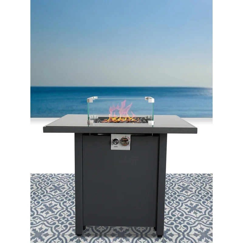 

25" H x 30" W Steel Outdoor Fire Pit Table with Cover