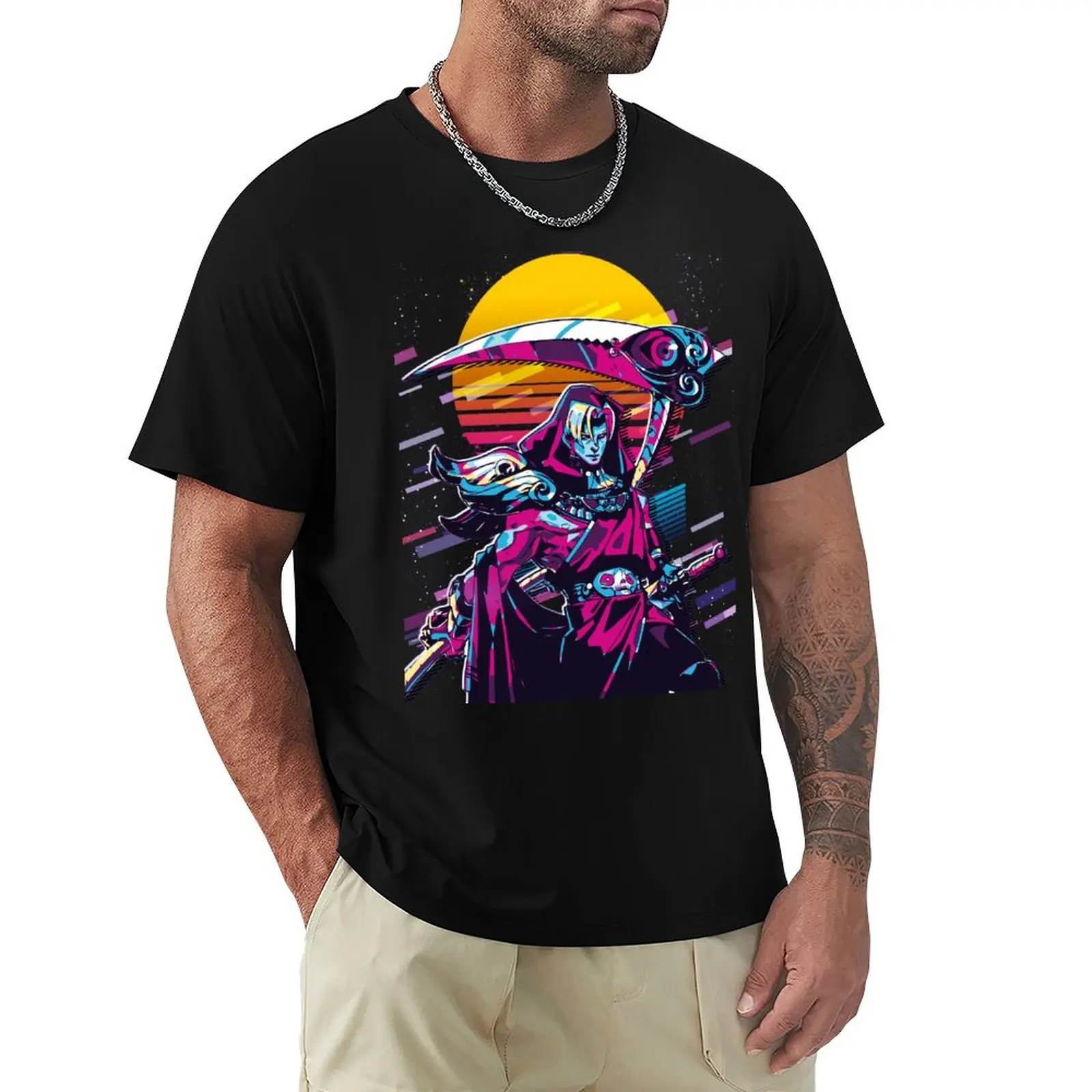 

Thanatos - Hades (80s Retro) T-Shirt Work Daily Short Sleeve Top