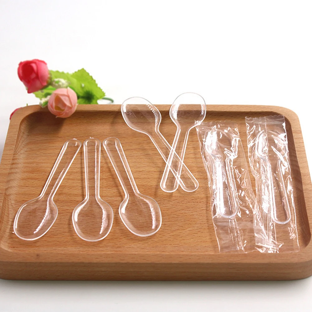 

100Pcs Dessert Spoons Ice Cream Spoons for Adults Cake Mousse Pudding Portable Lightweight Party Supplies Tableware