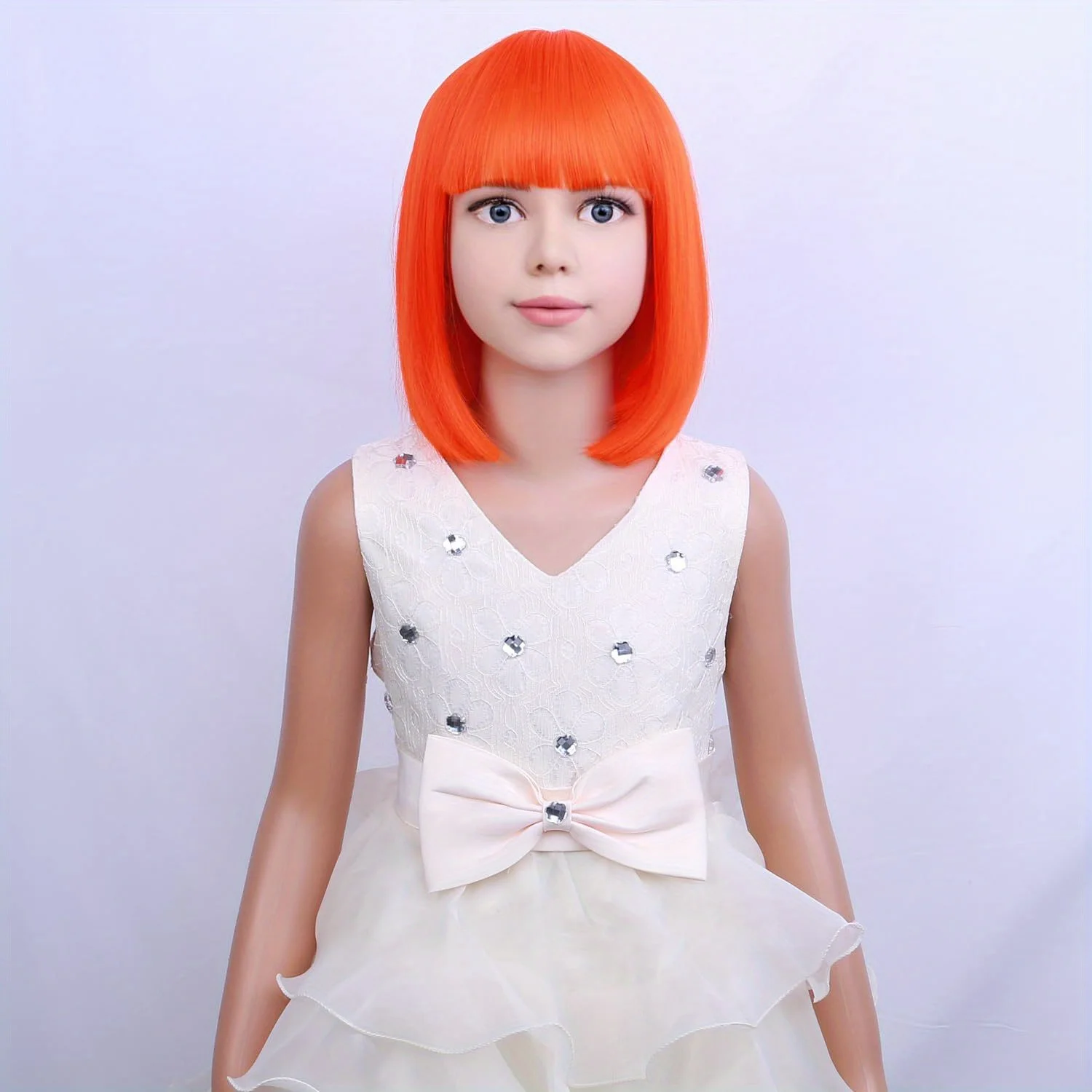 Kids Orange Wig Child Orange bob Wig Short Orange Wig for Girls Colored Wigs Cosplay Party Synthetic Daily Wear Wig