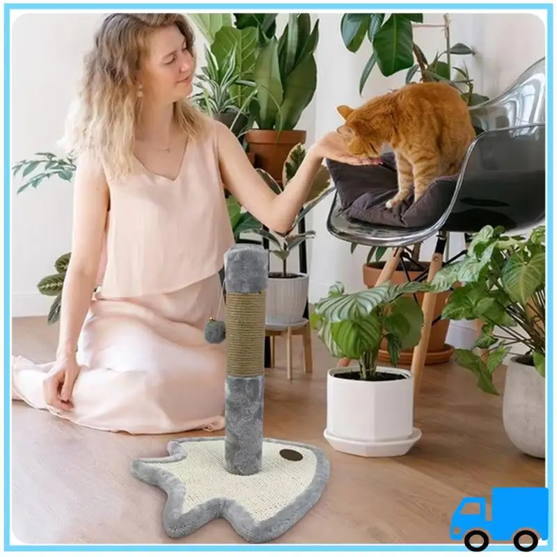 

Latest Cat Scratcher Post Cute Fish Design Base Natural Sisal Cat Scratcher Featuring With Ball Anti Tilt Heavy Duty Pet Beds