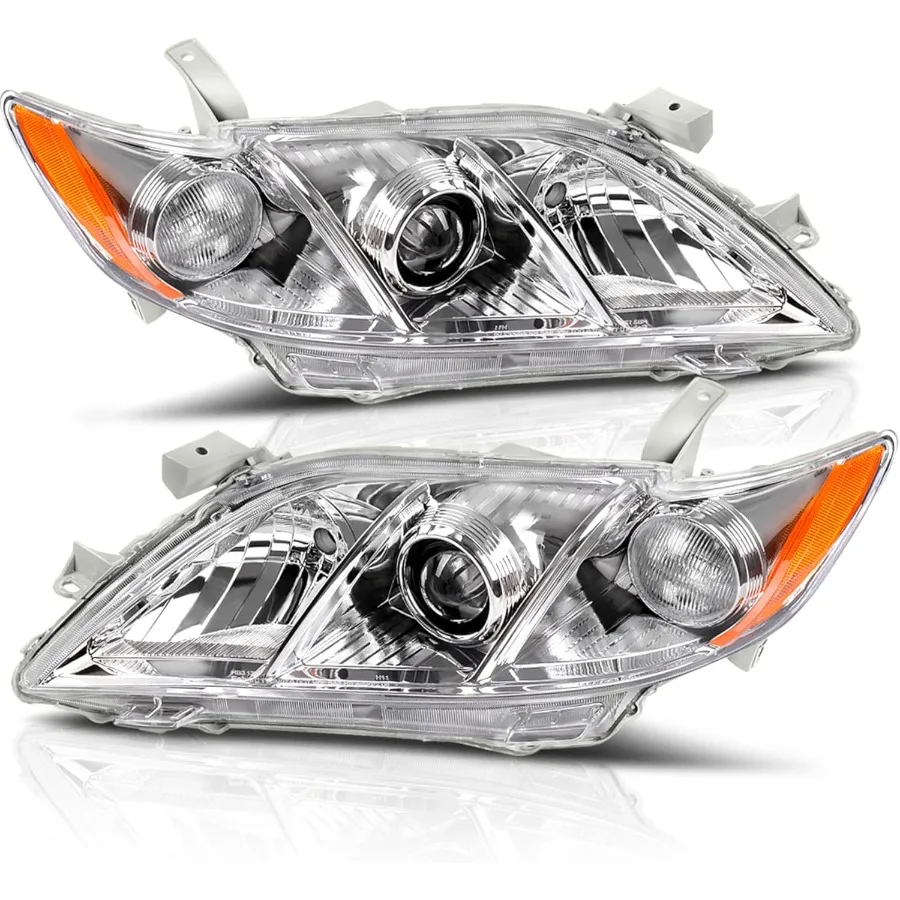 

Projector Headlight Assembly for 2007 2008 2009 Camry NonHybrid Models Includes Left and Right Pair with Chrome Housing Amber