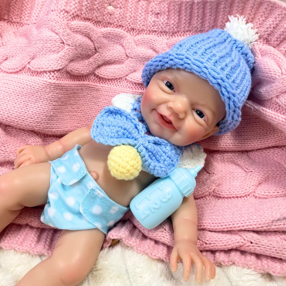 Mini 13 بوصة تولد من جديد تشارلي بوي أو فتاة دمية كاملة سيليكون تولد من جديد دمية طفل قابل للغسل الجسم سيليكون دمية عيد ميلاد هدية الكريسماس #3