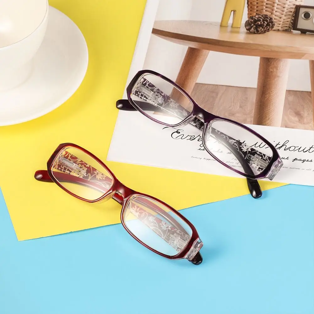 Fashion Women Spring Hinge Flower Print Resin Reading Glasses Lady Square Eyewear Protector Presbyopic Eyeglasses +1.0~+4.0