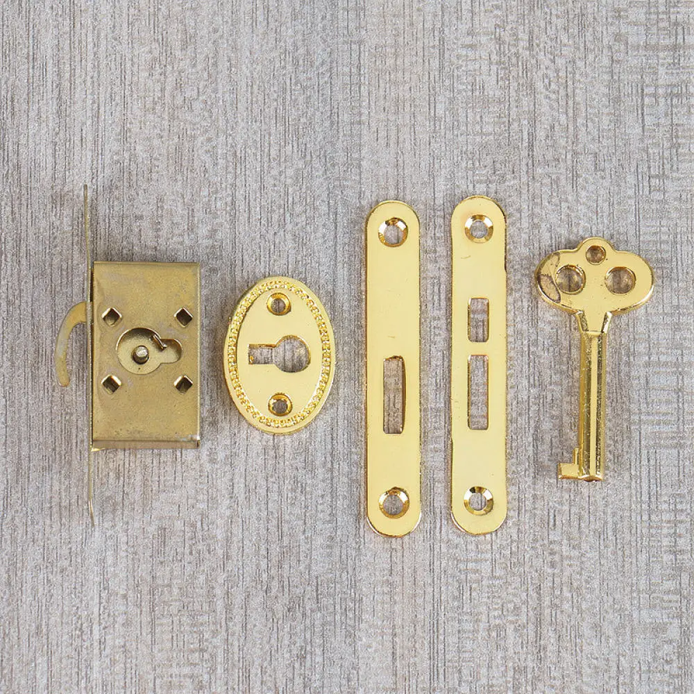 Classic Retro Padlock Metal Side Unlock Decorative Latch For Mahogany Furniture Cabinet Door Hardware Vintage Style Lock