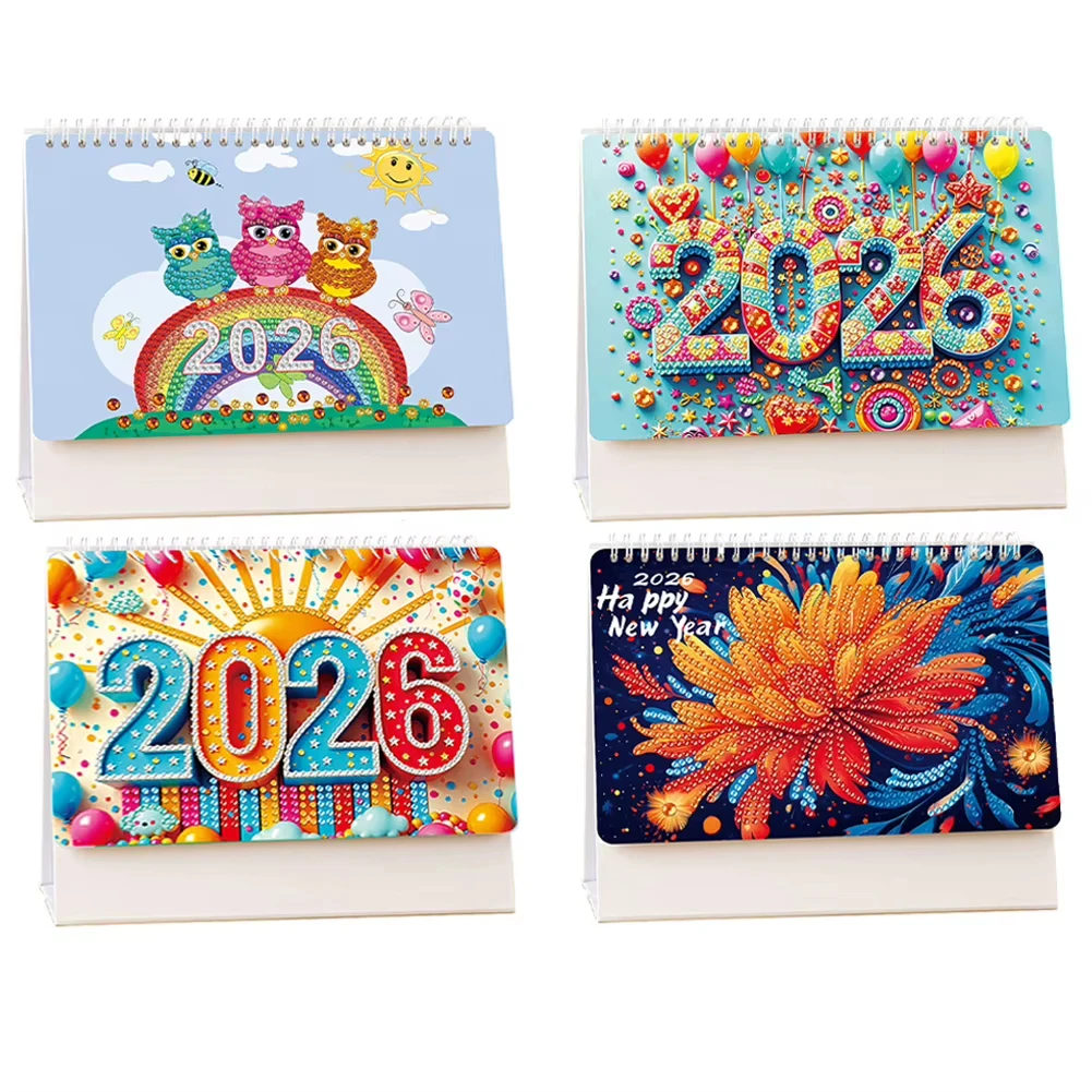 

Новый календарь «сделай сам», 2026, набор для рисования алмазами, ежедневный, еженедельный, ежемесячный, планировщик, органайзер, настольный календарь, декор для домашнего офиса
