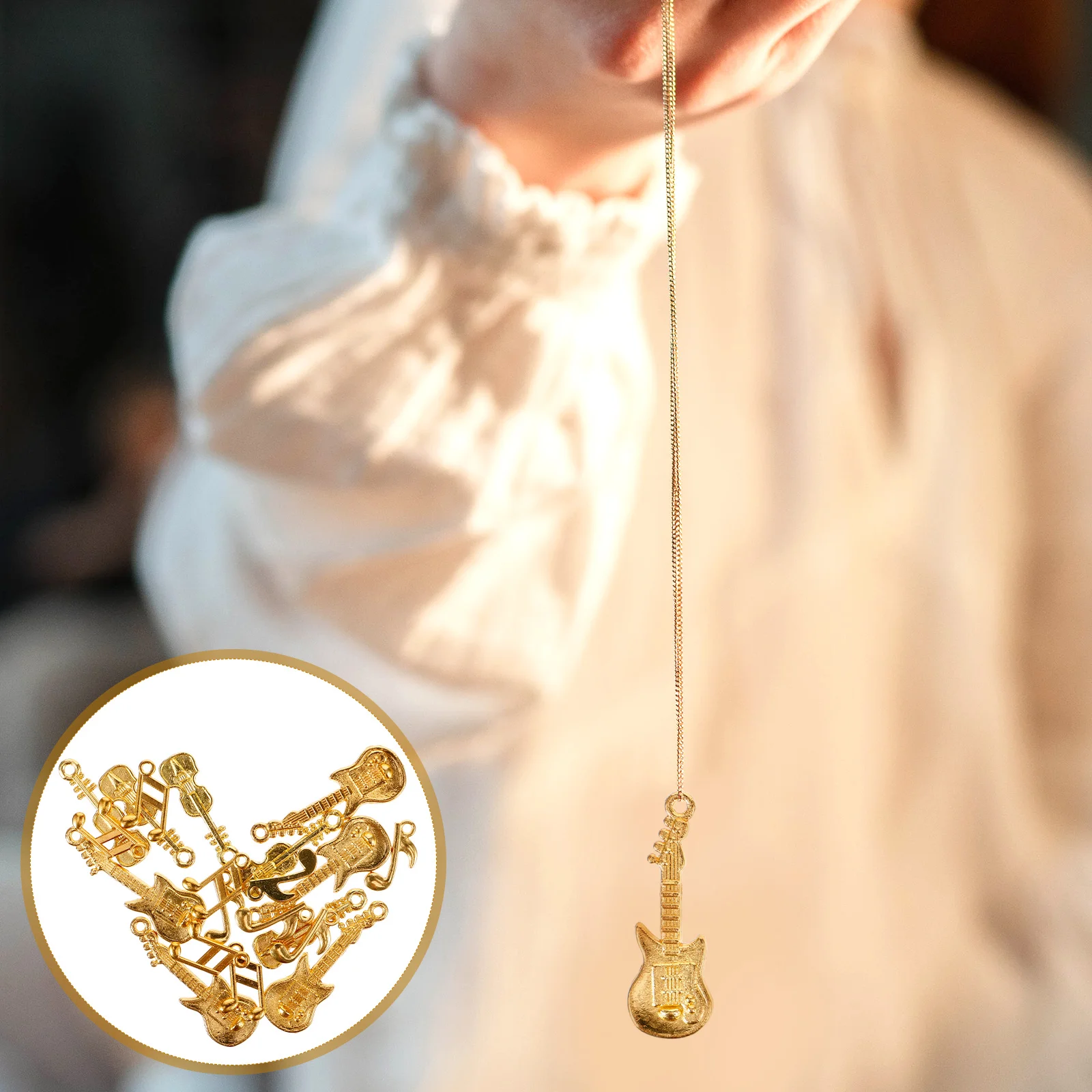 

Mini Guitar Charms Iron Music Note Pendants Diy Necklace Bracelet Making Accessories Vintage Style For Women Unisex Pendant