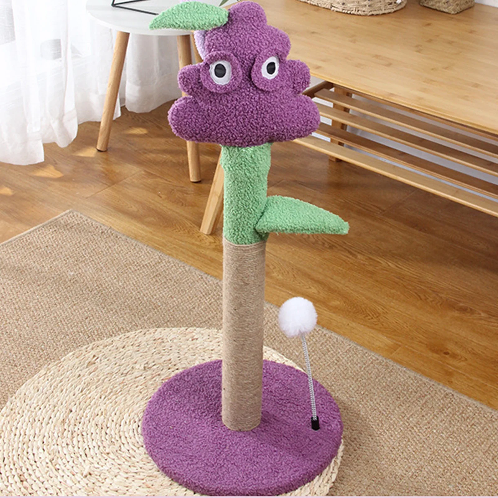 Cat Climbing Tree Sisal Claw Grinding Purple Grape Shape Interactive Multifunctional Cat Tower For Kitten