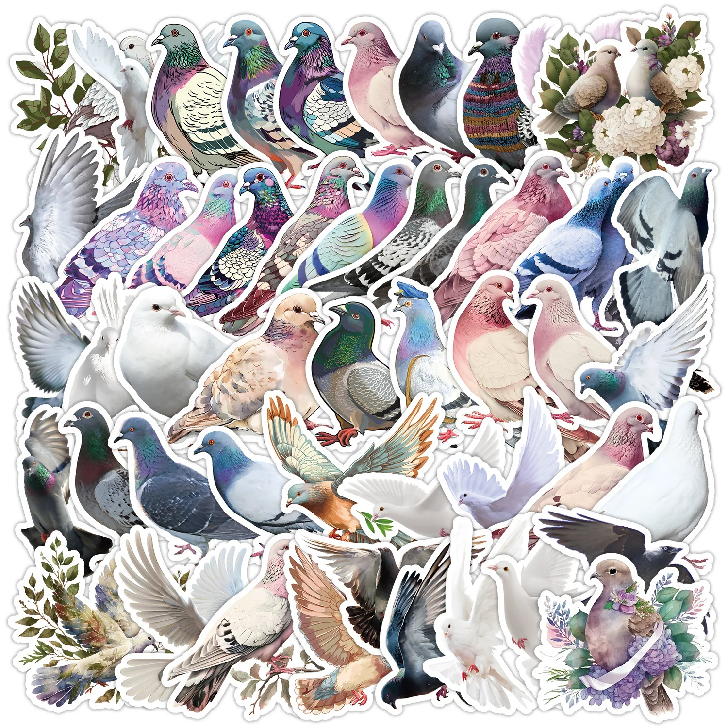 

50PcsCartoon Cute Peace Dove Series Graffiti Stickers For Mobile Phone Shell Skateboard Decorative Stickers DIY Toy Sticker Pack
